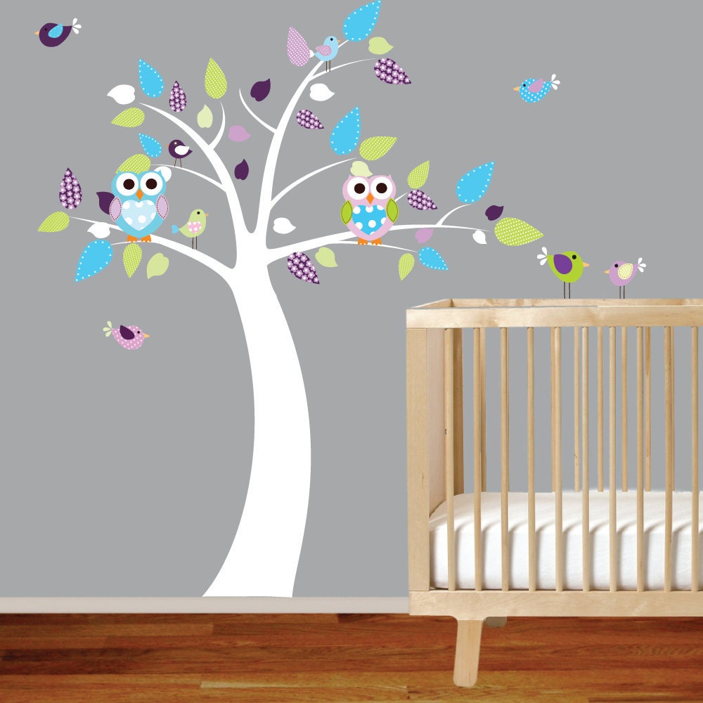 Nursery Owl Wall Decal Tree Vinyl Sticker with by wallartdesign