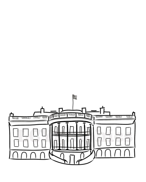 Items similar to White House graphic illustration print - 8x10 on Etsy