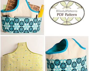 Easy to Sew Fabric Handle Basket PDF Sewing Pattern - two sizes - FREE Shipping - by BlissfulPatterns