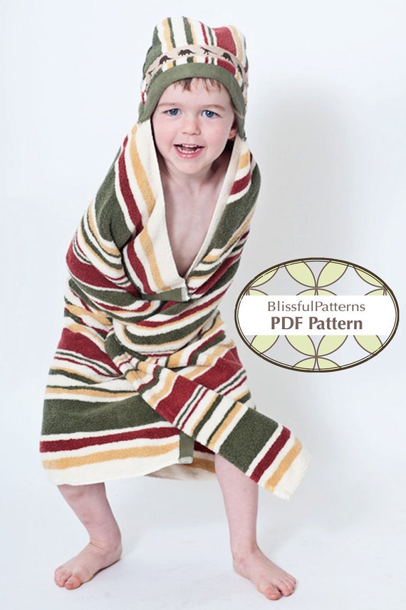 Download Easy to Sew Hooded Towel PDF Sewing Pattern Baby to Toddler