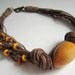 Yellow Tagua Nut Beads, Organic Linen Necklace