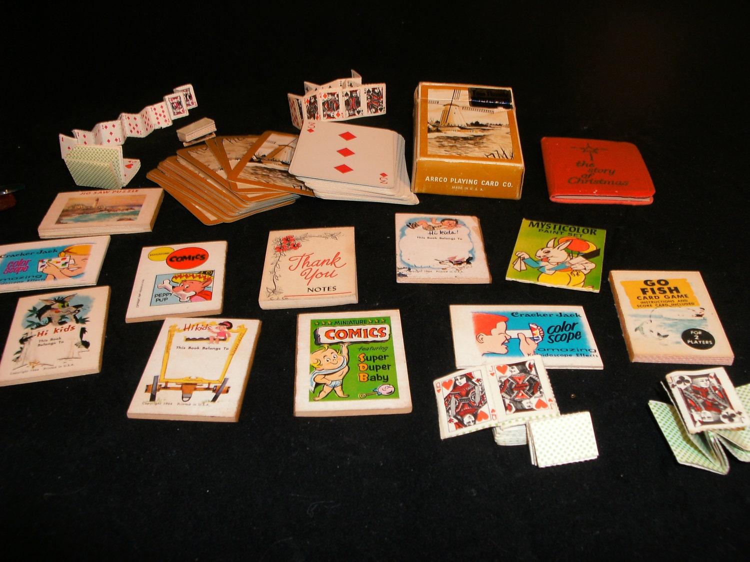 Vintage Cracker Jack prizes games books cards puzzle