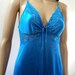 Vintage Nightgown Slip Dress / 1980s Lingerie / ELECTRIC BLUE / Small to Medium