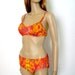 1960s 1970s Swimsuit / 60s 70s Bikini / NEON Bright OrangeYellow Floral / Small