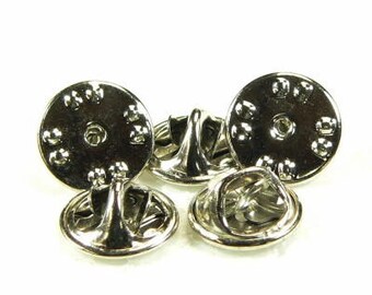25 PCS Nickel (silver color) Military Clutch Lapel Pin Backs w\/ NAILS