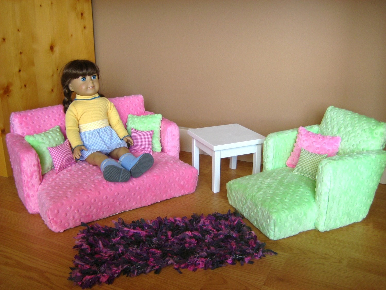 Doll Livingroom Set fits American Girl Doll Couch by solarwood7222