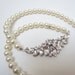 CLOSING SALE- was 74, now 44. Art Deco Necklace. Bridal - White Gold with Swarovski Crystals and Ivory Pearls. EMMA