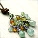 Wire Wrapped Multicolor Aquamarine Gemstone Cluster Necklace on Oxidized Sterling Silver and Leather