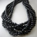 black chunky statement necklace multi strand big bold