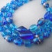 chunky blue necklace, multi strand necklace, glass bead statement jewelry
