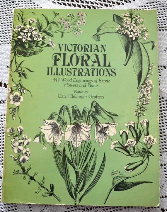 Vintage book Victorian Floral illustrations Carol belanger