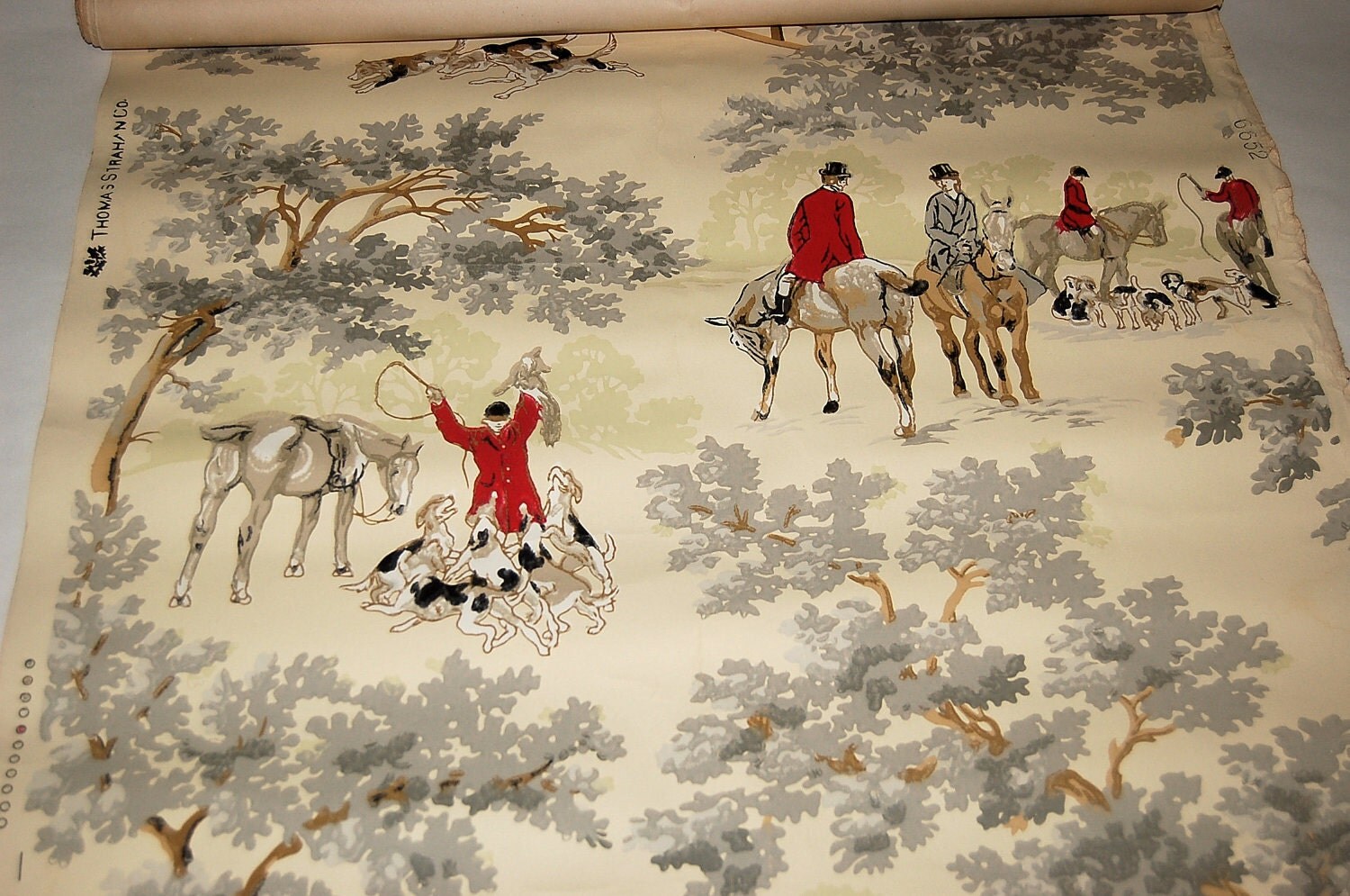 Antique Fox Hunting scene Wallpaper Thomas Strahan 6652