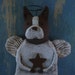 Boston Terrier Angel, Brown and White, OOAK, hand-sculpted from papier mache
