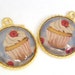 5 pcs vintage cupcake, Gold Color Charm Pendant