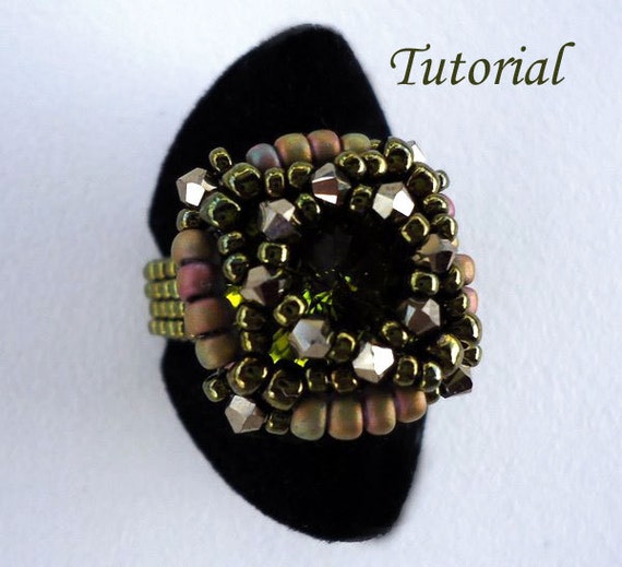 Tutorial Green Rivoli Ring Bead patterns by Ellad2 on Etsy