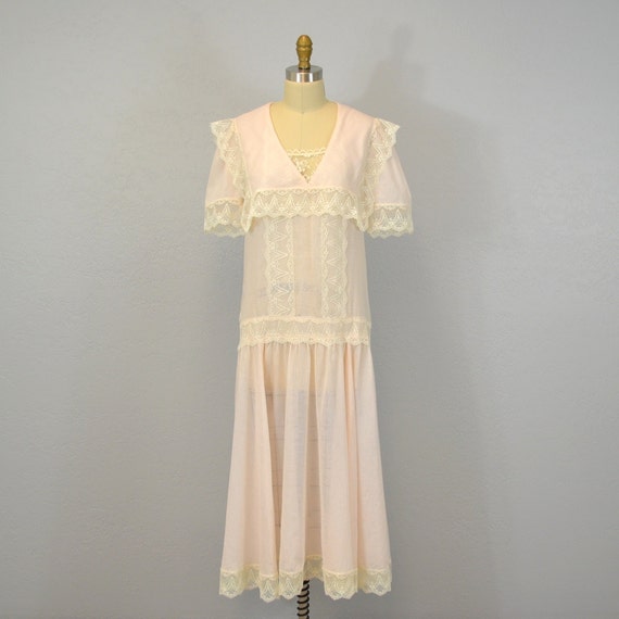 Vintage Jessica McClintock Dress Pastel Pink 1980s Gauze   Il 570xN.333409550 