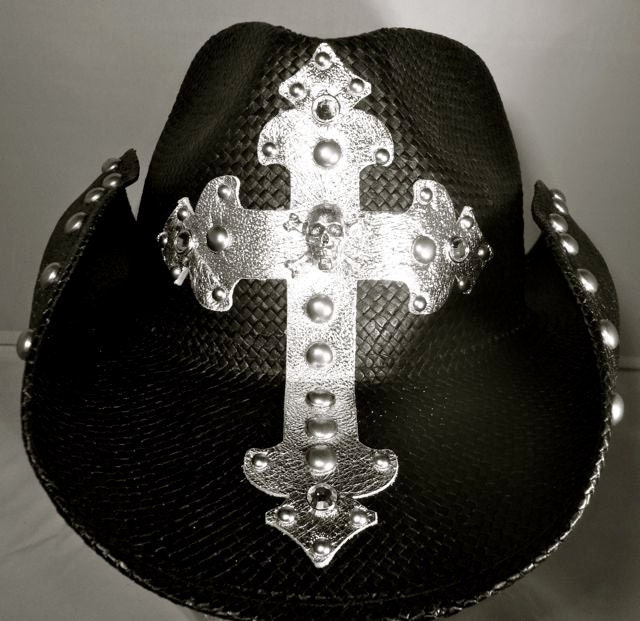 Handmade Custom Cowboy Hat with Skull and Crossbones