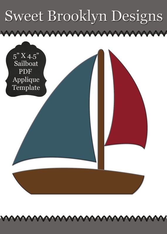 Sailboat Applique Pattern PDF Template by SweetBrooklynDesigns
