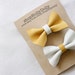 Yellow and White Leather Bow Hair Clips