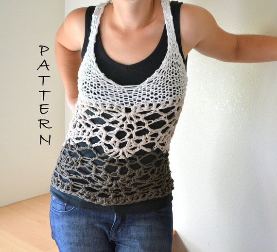 Knit & Crochet Lacy Layering Halter Tank - PDF Pattern - Womens Small. Instant Download