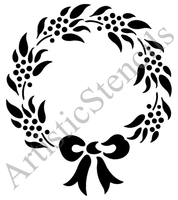 Items similar to STENCIL Wreath with Bow on Etsy