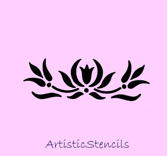 tulip vine scroll stencil 6x2