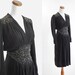 40s Dress -- Black Beaded Dress -- 1940s Evening Dress -- XS Small