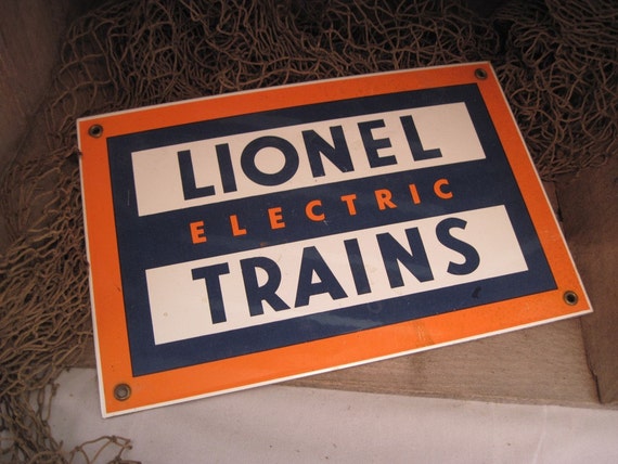 Vintage LIONEL TRAINS Baked Porcelain Sign