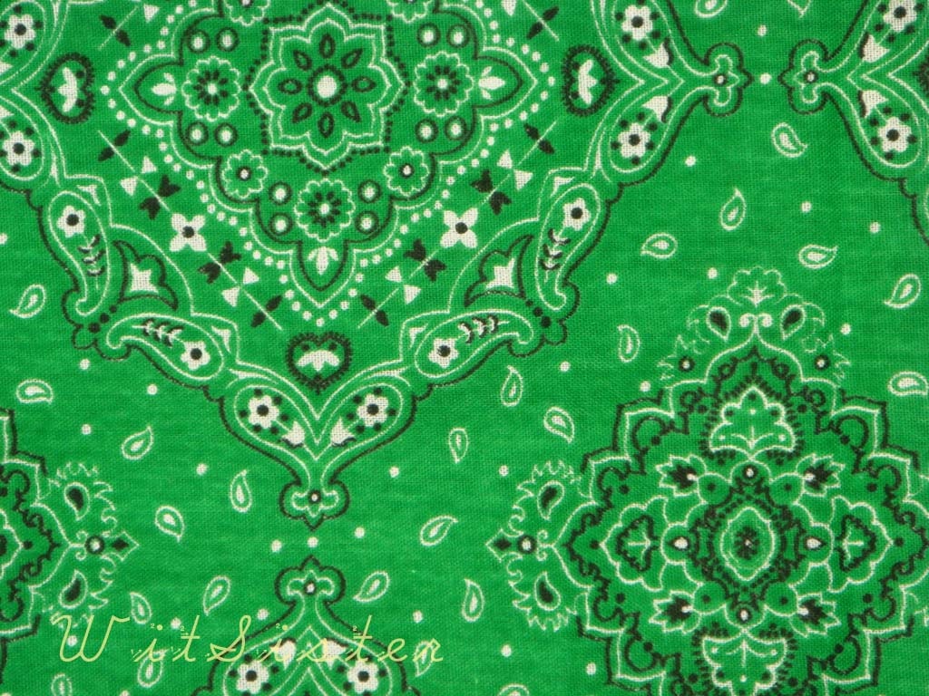 KISS the Irish Green Bandana Vintage Fabric 1.5yds 1950s Print