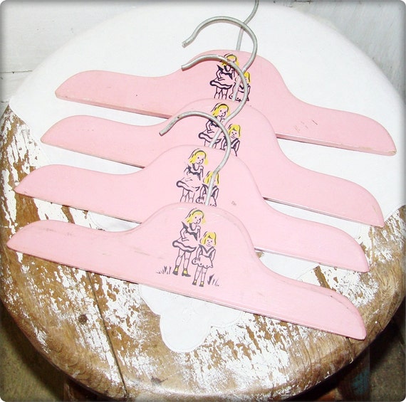 antique little girls wooden childrens hangers 4 at