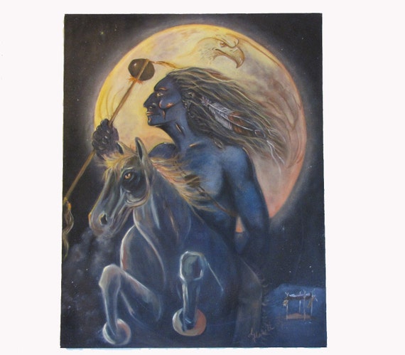 WARRIOR SPIRIT..... Original oil painting..native american