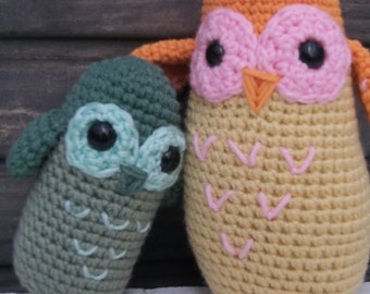 Owl family Mommy Daddy and Baby custom made by cuteasabuttontoys