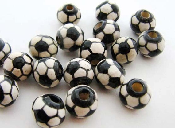 4 Soccer Ball Beads small 8mm