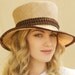 SALE - Stylish Tan Straw Autumn Fall Hat With Brown Trim