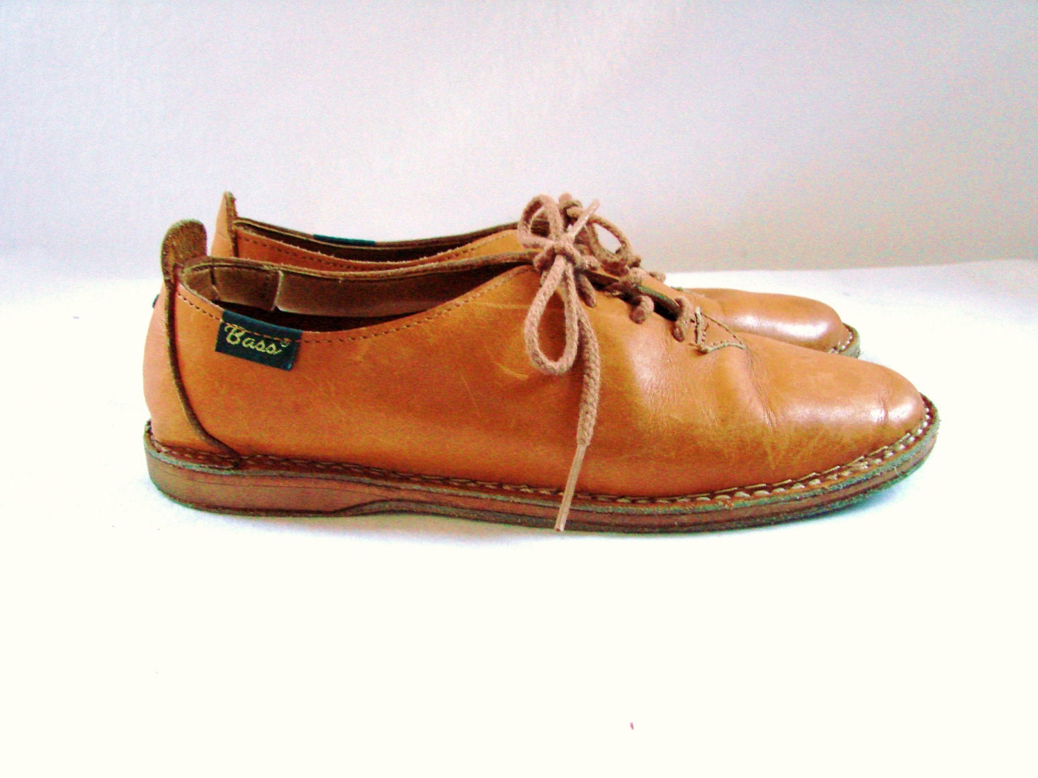 RESERVED Bass Shoes / Vintage Honey Tan Leather by CasitaDeLita