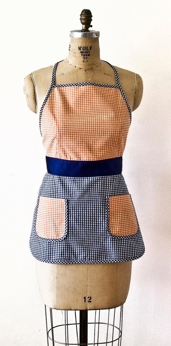 Citrus & Navy Gingham Apron