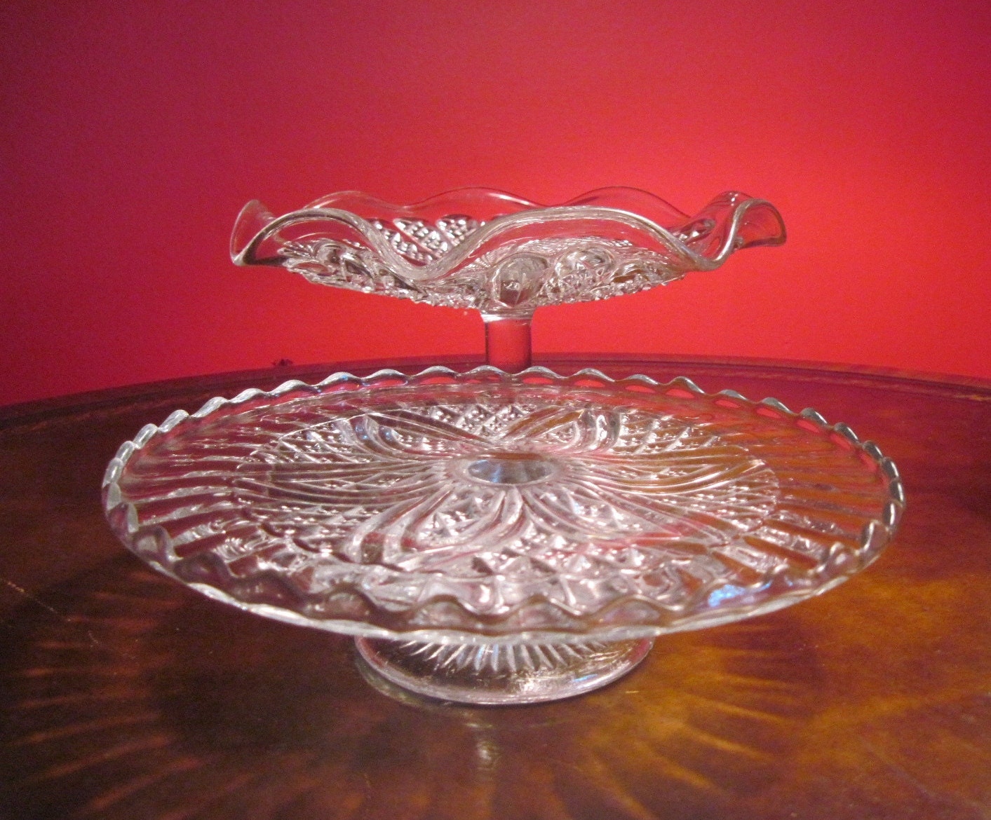 Pressed Glass Cake Dessert Pedestals by TheEnduringAppeal on Etsy