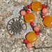 Sun Necklace, Orange, Coral, Peach, Stone, Beaded, Bronze, Handmade, Summer, Spring, Natural