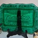 Vintage Indiana Glass Turquoise/Blue/Green Breadplate with Last Supper Motif