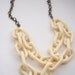 Resin cream ivory bone link antique gold chain chunky statement necklace