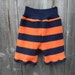 Upcycled Wool Shorties Soaker Cover Diaper Cover Shorts Blue/Orange Stripes MEDIUM 6-12M Kidsgogreen