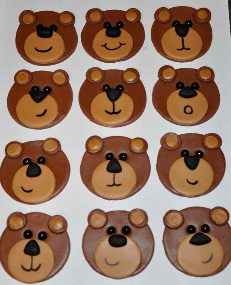 Bears Fondant Toppers for Cupcakes Cake and Cookies Edible