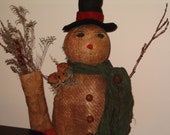 Primitive Grungy Snowman and Mouse - MADE TO ORDER