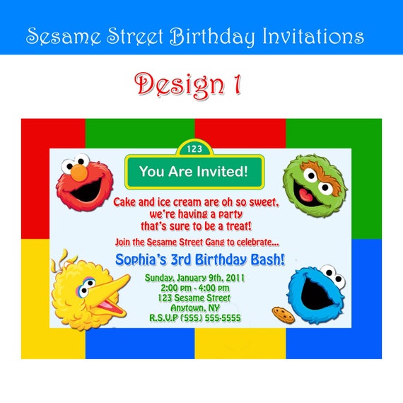 Items similar to Sesame Street Custom Birthday Invitations 6 NEW