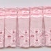 Eyelet fabric sewing trim in pink box pleated for baby, garments, couture, linen 2 yards