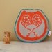 Linen Retro Orange Little Owl Pillow Screen Printed w/ blue edge