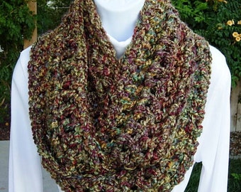 COWL SCARF Infinity Loop Gold Green Red Purple Multicolor, Extra Thick Soft Silky Winter Circle Wrap, Neck Warmer..Ready to Ship in 3 Days