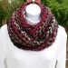 INFINITY LOOP SCARF..Red, Wine, Off-White, Dark Green Multicolor..Thick, Super-Soft..Winter Bulky Circle Cowl..Ready to Ship in 2 Days