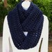 INFINITY LOOP SCARF..Dark Solid Navy Blue..Super-Soft, Warm All-In-One Cowl, Neck Warmer, Long Winter Scarf..Ready to Ship in 2 Days