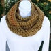 INFINITY COWL SCARF..Gold Brown Rust Olive Multicolor..Super-Soft..Handmade Crochet Knit Winter Eternity Loop..Ready to Ship In 10 Days